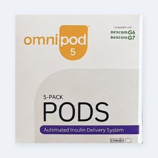 Omnipod 5 pods box, Dexcom version